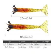 Set Umpan Udang Lunak 2 Buah dalam Kotak, Umpan Pancing Udang Palsu Bionik, Umpan untuk Ikan Bass, Ikan Perch, dan Ikan Pike - MultiWarna - View 4
