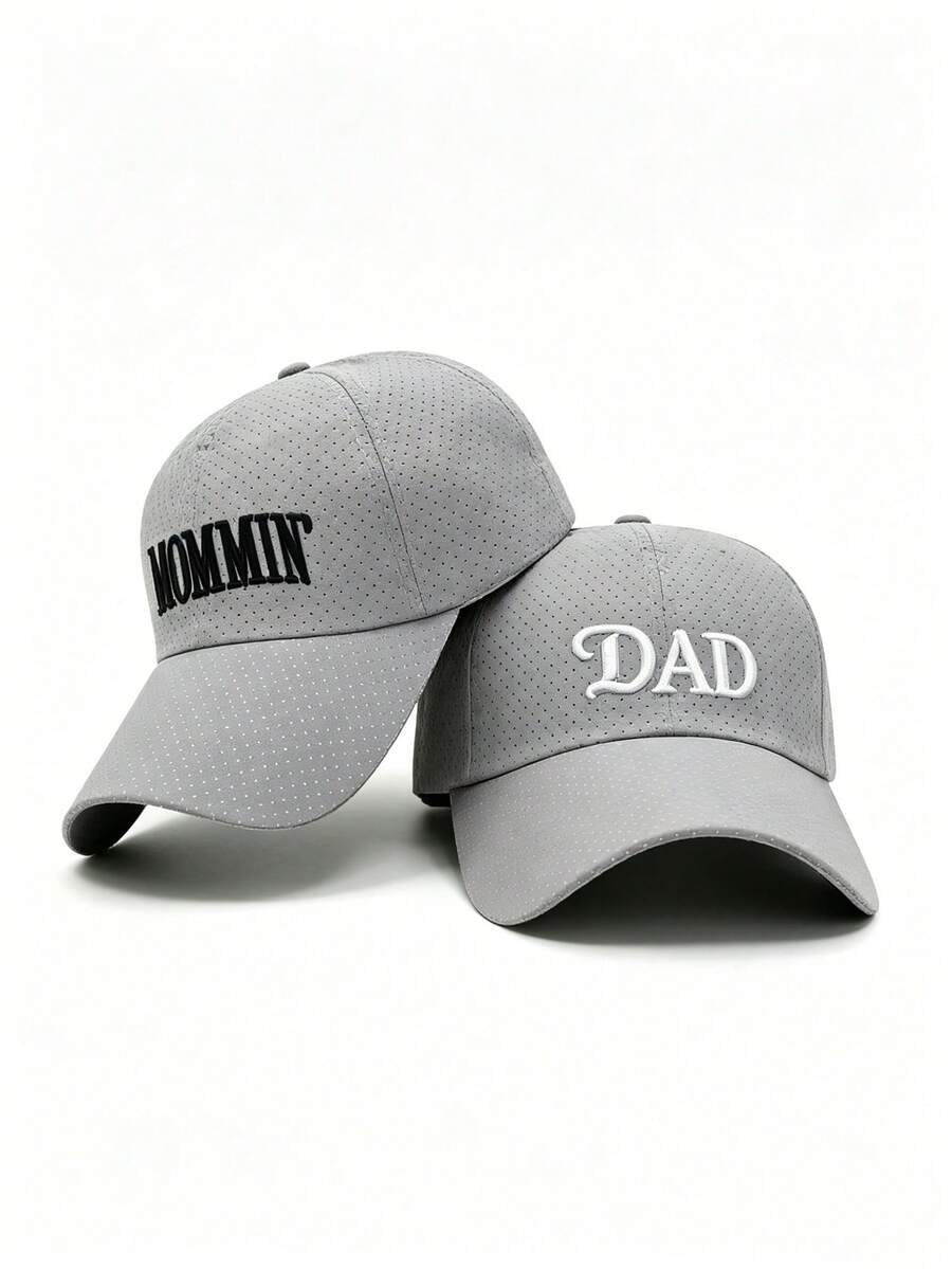 透氣快乾「DAD」與「MOMMIN'」印花帽,男女通用夏季薄款透氣網眼運動跑步遮陽棒球帽-防曬帽 - 彩色 - 查看 1