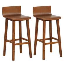 29 Inch Wood Bar Stools Set Of 2 With Solid Back And Seat-Walnut-XY219088 - FXCHDDCBQA38E0 - View 3