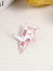 Sakura Origami Crane Enamel Pin Japanese Cherry Blossom Paper Crane Lapel Brooch Wish Peace Backpack Decor Gift - Multicolor - View 8