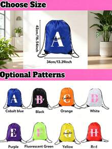 Personalized Drawstring Sports Backpack, Lightweight Durable Polyester Material, Customizable With Your Name And Initials, Unisex, 1pc, Suitable For Outdoor Sports, Casual Travel And Daily Fitness, Casual Style - Multicolor - View 10
