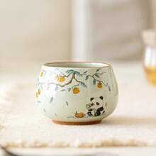 Persimmon-Shaped "Ruyi" Panda Small Tea Cup, Ceramic Personal Tea Cup, Kung Fu Tea Set, Luohan Cup, Single Cup - Multicolor - View 10