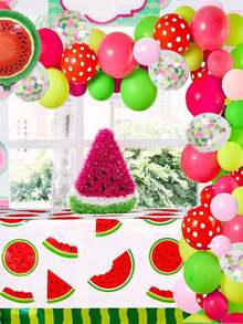 2Pcs/ 3Pcs Summer Watermelon Rectangle Party Tablecloth, 130*220cm Melon Decorative Plastic Table Cloth Dining Table Cover, Party Table Cloth Watermelon Theme Tablecloth Watermelon Birthday Party Supplies Plastic Fruit Party Decor 86 X 51 Inch - Watermelon - View 9