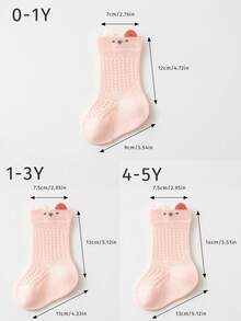 Spring/Summer Thin Cotton Baby Socks, Large Mesh Breathable Cartoon Seamless No-Loose-Thread Toddler Socks, 3 Pairs - Multicolor - View 3