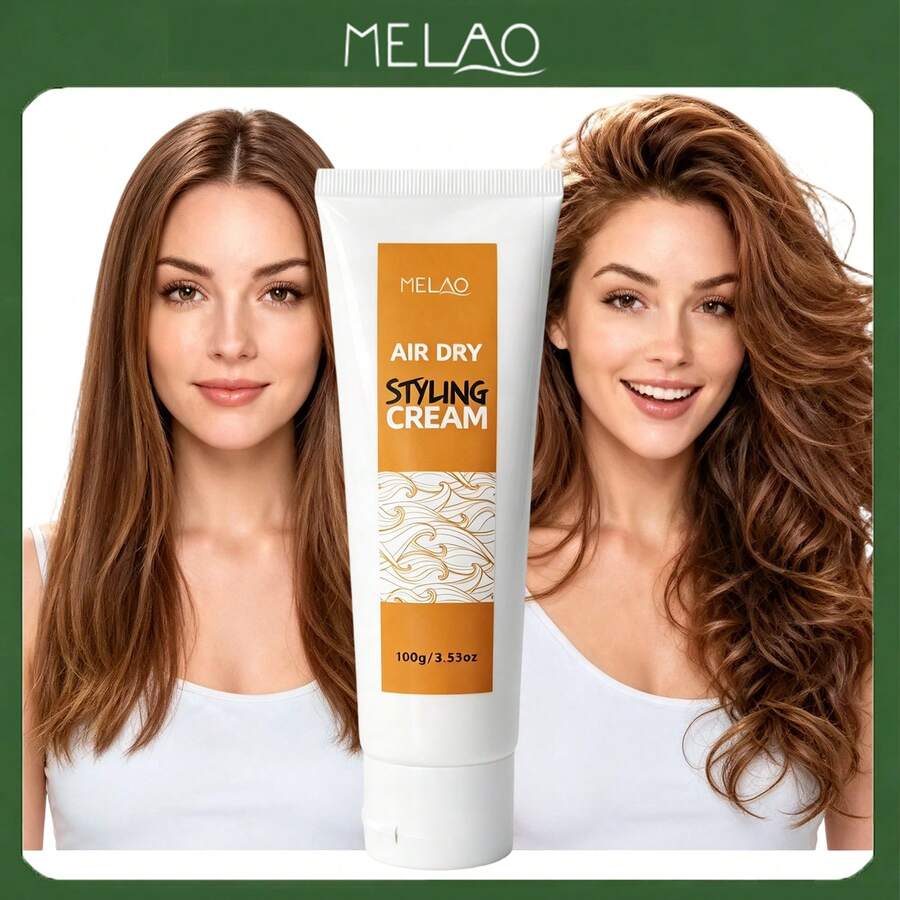 MELAO 100克免吹造型霜,抚平毛躁,适用于卷发、波浪发和粗硬发质,免加热免冲洗护发产品 - 100克 - 查看 1