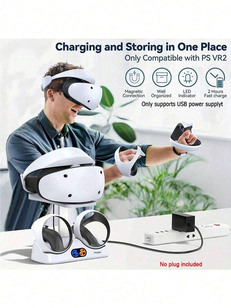 PS VR2 多功能充電底座，DualSense 控制器充電器，VR 頭戴式裝置展示與收納架，VR2 收納架，遊戲配件