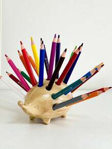 Cute Resin Hedgehog Pencil Holder Creative Office Desktop Stationery Storage Box Office Home School Desk Decoration Gift Pen Holder, Home Decoration Ornament - Hedgehog - View 7