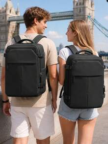 Large Capacity Travel Backpack, Side-Opening Expandable Compartments For Clothing Storage, Fits 15.6 Inch Laptop, Waterproof & Wear-Resistant Fabric, Multiple Pockets For Organization, Buckle Strap Reinforcement, Suitable For Short Trips, Boarding, School, Daily Commute, Lightweight & Burden-Reducing, Unisex Minimalist Travel Backpack - Multicolor - View 2