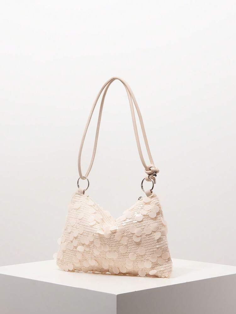 (Patrón Aleatorio) Bolso de hombro, Bolso con lentejuelas, Bolsos de mujer, Noche de gala, Atuendos de fiesta, Bolso de graduación, Accesorios de graduación, Artículos de boda, Elegante, Regalos para mujeres - Beis - Añade 2