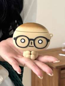 1pc Funny Cartoon Cute Korean Style Creative Silicone Expression Glasses Character Earphone Case Compatible With Apple 3/4 Wireless Bluetooth Earphones, Pro 2 Shockproof Protective Earphone Case (Earphones Not Included) - Multicolor - View 3
