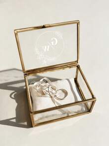 Personalized Gold Glass Ring Box, Vintage Wedding And Engagement Ring Box - Multicolor - View 3