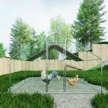 Run With Safety Lock And Waterproof PE Cloth, Metal Small Animal Enclosure For Chickens, Rabbits And Other Small Animals - 3 x 4 x 2m - 查看 8