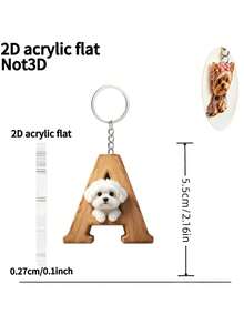 [2D Flat] 1PC 2D Acrylic Maltese Dog Letter Novelty Keychain For Women, Holiday Gift Decorative Key Pendant, Car Key Chain, Backpack Wallet Key Chain - Dog - View 4