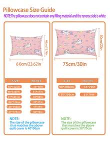 2pcs/Set Sprei Anak-Anak Motif Kartun Unicorn Bersayap Lucu, 100% Poliester, Dicetak 3D, Motif Kartun Anime, Unisex untuk Anak Laki-laki dan Perempuan, Cocok Sebagai Hadiah, untuk Kamar Tidur Anak dan Asrama Siswa - MultiWarna - View 10