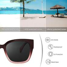 Gafas de sol vintage con protección UV para mujer, set de protección solar para uso diario, playa y vacaciones al aire libre, accesorio de verano elegante, cómodo y hermoso - A01 (Paquete de 2) Negro + morado degradado - Ver 7