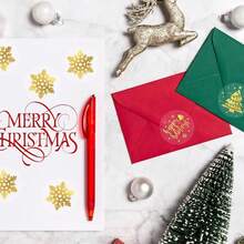 500pcs/Roll Gold Foil Christmas Stickers Deer Horn Gift Box Foil Stickers Holiday Greetings Thank You Self-Adhesive Stickers Decorative Gift Box Seal Stickers School Supplies - Cartoon - View 5