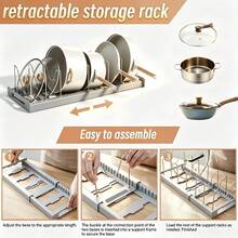 Pot And Pan Organizer 1pc Ultimate Kitchen Organizer - Space-Saving Expandable Shelf With Pot Lid Holder, Utensil Rack, Dish Drainboard, & Pull-Out Drawer For Tidy Cooking,The Perfect Gift For Mom - White - View 9