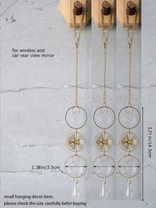 1 pieza/Set de 3 piezas Atrapasol de cristal artificial, combinación colgante de aro de cobre, planeta y gota de agua - Dorado - Ver 12