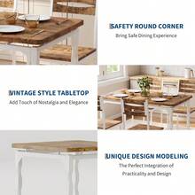 Conjunto de comedor industrial 5 piezas – Mesa rectangular y 4 sillas – Diseño compacto y moderno – Ideal para espacios pequeños en comedor, cocina o apartamento - Marrón - Ver 3