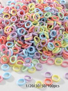 1/20/30/50/100pcs Colorful Small Hair Ties, Multi-Piece Set, Y2K Vibrant Colors, Add Cute Charm To Hairstyles, Suitable For Girls And Women Daily Wear, Outings And Parties - Multicolor a - View 2