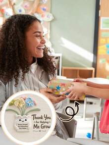 1/6/12pcs "Thank You For Helping Me Grow" Floral Wooden Coasters, Teacher Appreciation Gift, Round Coasters, Suitable For Classroom, Home Office, Back To School Decor, Desk Decor, Thank You Gift, Conveying And Positive Energy - The Flowers Thank You - View 3