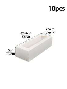 10pcs/20pcs Rectangular Window Macaron Box, Bread Box, Dessert, Donut, Chocolate, Candy Packaging Box, Transparent Window Kraft Paper Cookie, Snowflake Crisp, Nougat, Pastry Gift Packaging Box - View 13