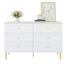 Chest Of Drawers In A Modern, Simple Style/Drawer Cabinet Made Of MDF And Chipboard/Large Chest Of Drawers With 6 Drawers, Versatile Uses/Suitable For Living Room And Bedroom - 白色 - 查看 7