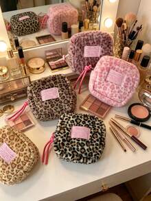 1pc/3pcs Cute Plush Makeup Bag, Fluffy Soft Zipper Travel Storage Bag, Portable, Simple And Fashionable, Large Capacity Design, Ideal Gift For Women, Suitable For Home Decoration, Cosmetics Storage, Dressing Table Desktop Storage, Preferred - Multicolor - View 4