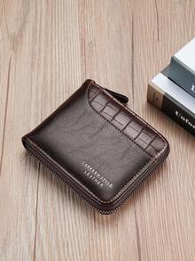 1pc New Men's Crocodile Pattern Multi-Function Zipper Fashion Casual Short Wallet Card Holder, Versatile For Youth Students Travel - Mocha Brown - View 6