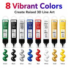 4/8 Stücke Set, 8 Farben 3D Acrylfarbe, 30ml pro Tube, wasserfeste schnelltrocknende Relief-Farbe, geeignet für Stein, Glas, Holz, Leinwand, Keramikkunst, wasserbasierte Primer - Rot + Gelb + Blau + Grün + Gold + Silber + Schwarz + Weiß - Übersicht 1