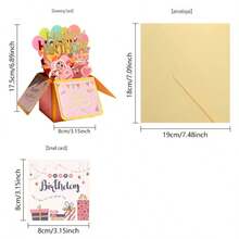 1pc 3D Pop-Up Birthday Card (With Envelope), Colorful Foldable Birthday Card, Can Be Handwritten With Wishes, Perfect Birthday Gift For Friends Or Family, Suitable For Birthday Decoration And Birthday Party - Multiple Styles - View 3