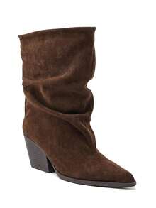 Bottines Western Froncées en Suédine – L’Équilibre Parfait du Style Cavalière - Moka - 查看 1