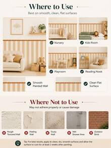 SUPSTICKER 1pc Elegant Polka Dot & Stripe Half Wall Decal, Removable PVC Wall Sticker For Bedroom, Nursery, Entryway, 3 Colors Available, 17.71*35.43/47.24 Inches - 1PC - View 11