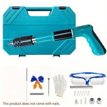 1 Set Blue Multi-Function Mini Nail Gun Kit - 5-Speed Adjustable, Manual Operation, Suitable For Woodworking And Decoration - Includes Pneumatic Concrete Nail Gun For Brick And Cement Walls (Nails Not Included) - A - View 12
