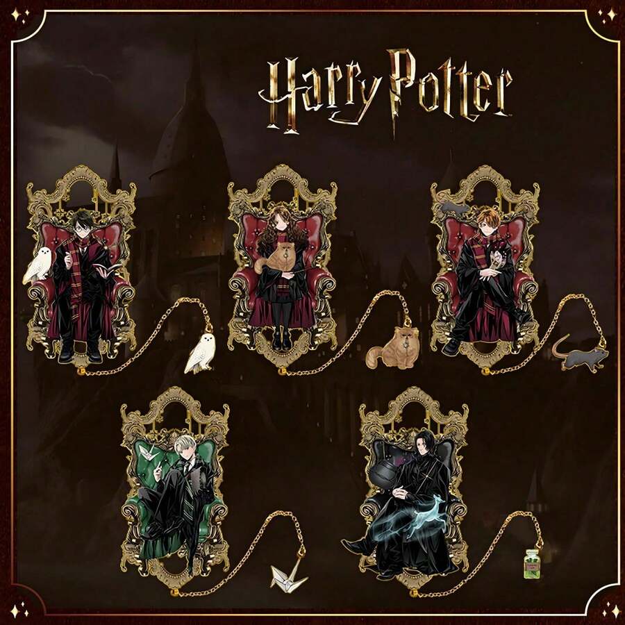 Harry Potter Bookmarks, Characters Pendant Accessories Hollowing Out Metal Bookmarks Birthday Gift Stationery Gifts For Reading And Journal Hanging - Multicolor - View 1
