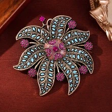 1pc European & American Vintage Elegant Full Rhinestone Floral Brooch - Sunflower High-End Luxury Elegant Accessory For Clothing, Suit Jacket, Lapel Pin - Multicolor - View 2