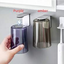 1/2 Magnetic Inverted Toothbrush Cup, Transparent Minimalist Toothbrush Holder, Wall-Mounted Quick Install Magnetic Hanging Toothbrush Cup, Suitable For Sink Area, Washbasin, Dorm And RV Bathroom - View 4