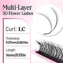 FOXYMEI 12 Rows Multi-Layer 5D Flower False Eyelashes LC/LD Curl Pre-Made Fan Single Lash 8-15mm Slim Fluffy Dense Effect Handmade Faux Mink Hair Lash Extensions Voluminous Dense Makeup Effect Eyelash Artist Supplies - LC - View 18