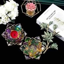 1pc-Resin Lotus Tea Candle Holder Mold, Flower Candle Holder Epoxy Resin Casting Silicone Mold, Suitable For DIY Jewelry Box, Accessory Box, Candle Holder, Home Desktop Decoration - Milky White/silicone - View 9
