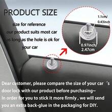 4 piezas Pegatinas decorativas de strass para cerradura de puerta de coche - Anillos decorativos brillantes para cerradura de puerta interior de coche, compatibles con modelos C-Class C200L, GLC260, C260L, accesorios brillantes para modificación interior de coche - Unitalla - Ver 5