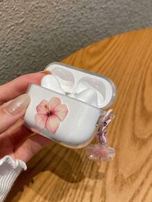 1件裝 扶桑花「Bloom」字母印花透明無線耳機充電盒保護套，附心形花朵吊飾耳機夾，清新甜美女孩風日常配件，適合生日、聖誕節、情人節、感恩節、開學季禮物 - 彩色 - 查看 6