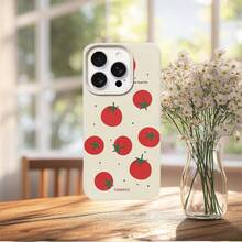 [24h Shipping From DE/FR/ES]Apple 17 16 15 Promax  21 22 23 24 25 26 Ultra Galaxy Phone Case - Factory Direct  For 17Promax 17AIR White Case With Lychee Pattern And Large Hole, Creative Tomato Pattern For 16Promax/15Pro/14Pro/13Promax 11/12/7/X/XR/XS Max Fashion Phone Case For Friends, Wife, Husband, Birthday, Easter - 圖片色1pcs - 查看 4