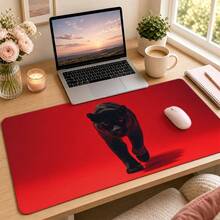 Cool Red Eye Large Desk Mat, Solid Bright Red Background Minimalist Animal Print Non-Slip Mouse Pad, Waterproof Long Keyboard Pad, Suitable For Vanity And Gaming Desk Decoration - View 2