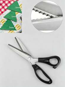 Jagged Fan-Shaped Edge Serrated Scissors, Multi-Function Tailoring Scissors, Professional Serrated Cutting Scissors, Sewing Craft Cutting Paper Clothing Fabric Home Use, Multiple Designs Handmade Patterns Can Be Cut - Single Piece - View 1