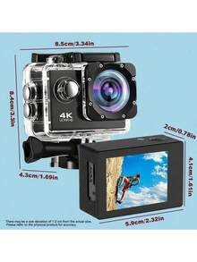 1080P Full HD Action Camera, 120° Wide‑Angle Sports Camera With 2.0" LCD Screen, 30M Waterproof Housing & 1050mAh Battery, Full Mount Accessories Kit For Cycling Skiing Diving Vlogging, TF Card & Charger Not Included - View 7