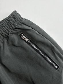 Hidkat Spring/Autumn New Men's Sports Cargo Pants, Elastic Waistband With Drawstring, Zipper Pocket Design, Cargo Large Pockets Casual Pants, Suitable For Daily Wear And Outdoor Sports - Grey - View 4