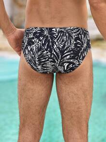 Mercer Haus Men's Outdoor Sports Latest Style Triangle Swimming Trunks, Casual Holiday Beach - Black - View 2
