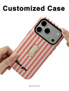 GIIPPA 1 pièce Étui de téléphone personnalisé avec nom de forme asymétrique, protection de téléphone 2-en-1 en film, compatible avec iPhone 18/17/16/15/14/13/12/11 Pro Max Air, cadeau de rentrée scolaire, cadeau de vacances, cadeau de la Saint-Valentin, cadeau d'anniversaire - Multicolore - Voir 5