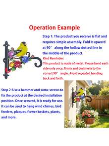 Colorful Goldfinch & Floral Decorative Wall Mount Plant Bracket, Wrought Iron Hanging Flower Pot Hook, Heavy Duty Anti-Rust Hanger For Hanging Basket, Bird Feeder, Wind Chime, Lantern, Outdoor Patio Yard Porch Garden Wall Art Decor - Yellow Bird Flowers - View 4