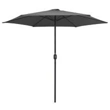 Ombrellone da Giardino Antracita 270x246 cm Paletto in Alluminio con Manovella, Tetto Ventilato Protezione UV 6 Stecche in Acciaio, per Terrazza Balcone Giardino Piscina - B - Visualizzare 6